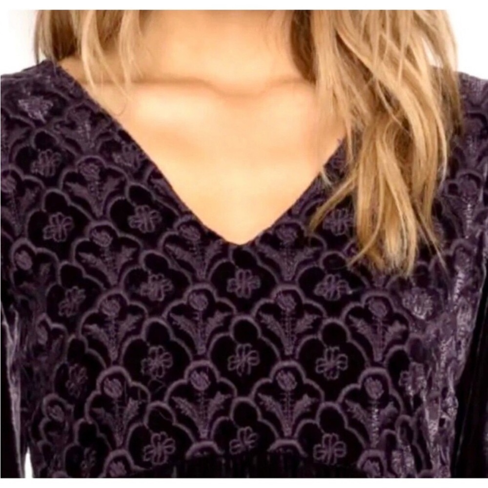 NEW Johnny Was Parina Long Velvet Dress Embroidered Purple Grey Small - Picture 3 of 10